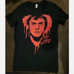 UNUSED Evan Peters "Stay Weird" T-shirt Black With Red Bleeding Heart Graphic